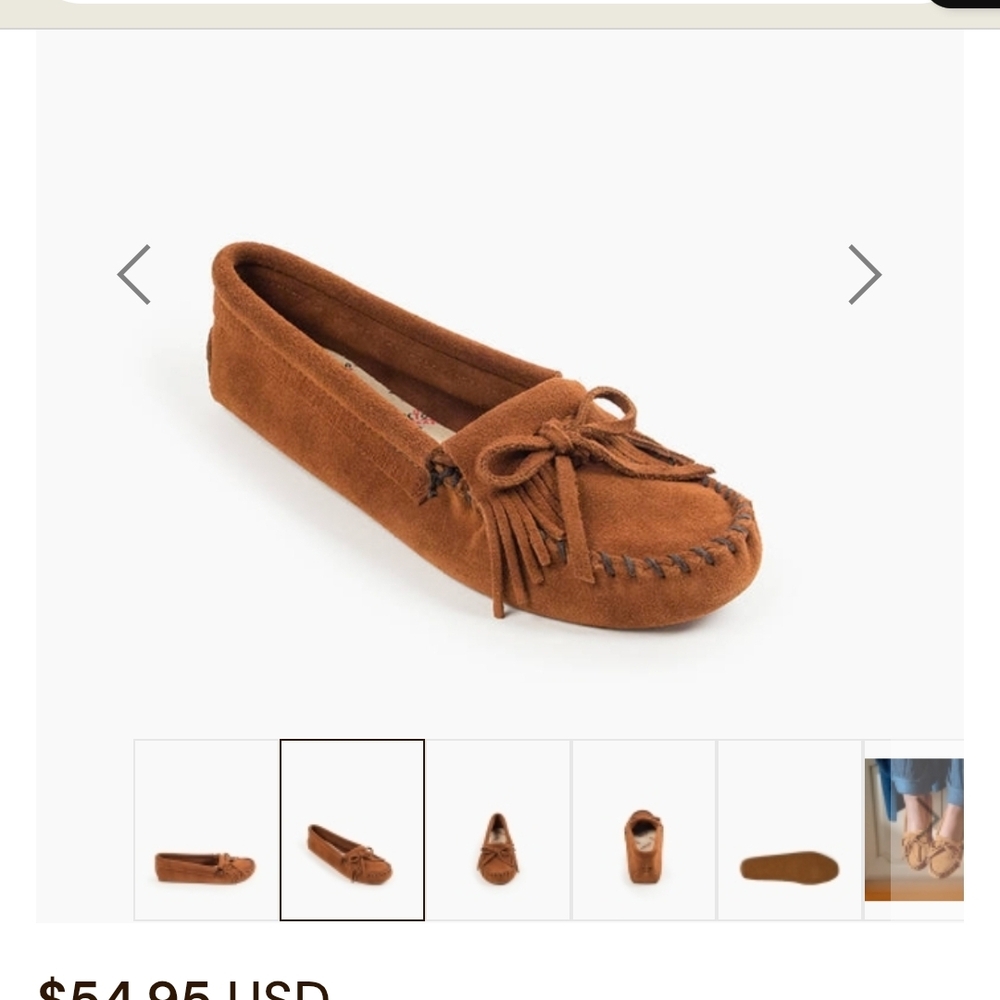 Minnetonka Brown Suede Moccasins with Fringe